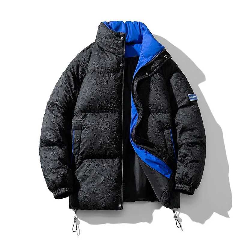 Men's Down Parkas Oversize Klein Blue Winter Warm Coat Solid Warm Thicken Coat Strtwear Retro Bubble Jacket 2024 New Fashion Puffer Jacket Y24100