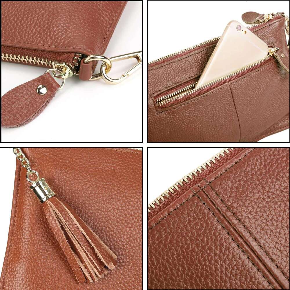 Genuine Leather Wristlet Handbags Clutch Wallet Purse Envelope Style Crossbody Bags for Women