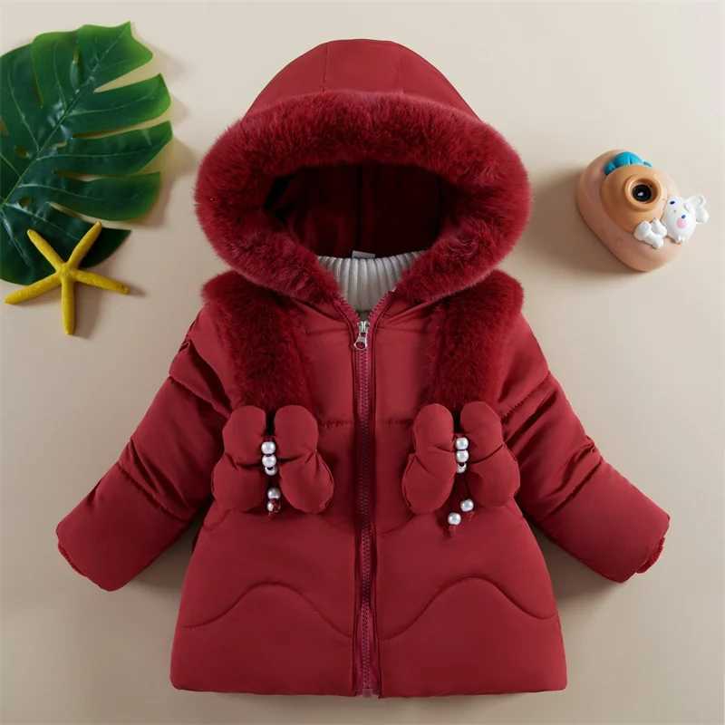Down Coat Baby girl apron childrens fashion winter thick jacket 2024 new hoodie cotton casual trend park H241010
