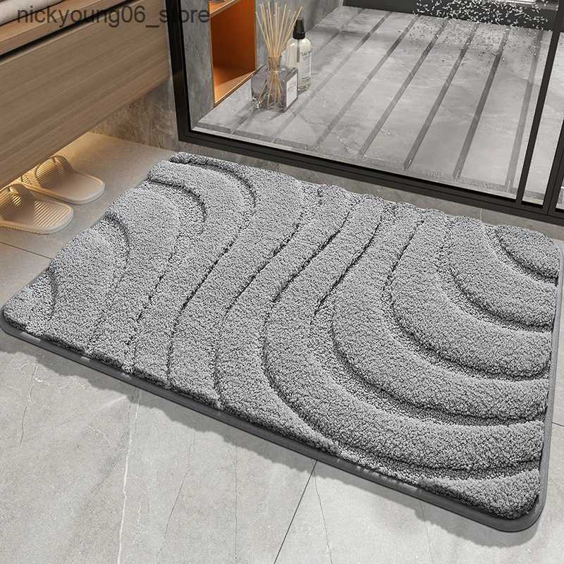Non-Slip Bath Mats Bathroom Mat Flocked Quick-Drying Anti-Slip Simple Thicken Large Capacity Absorbent Water Bath Rug Soft Bathtub Side Carpet Mats L2