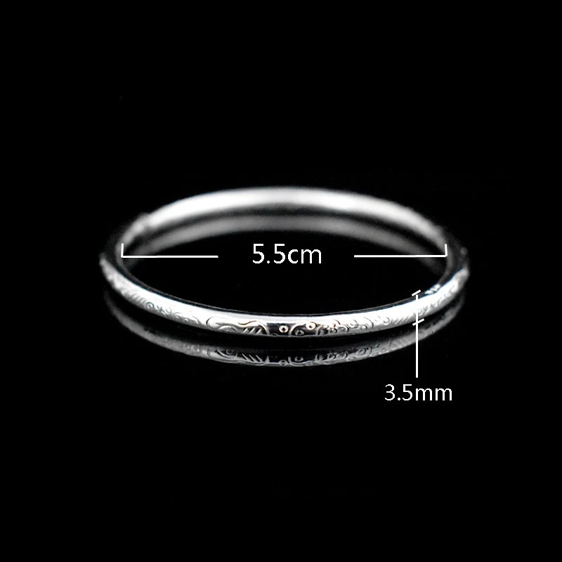 Fashionable ultra-thin two-piece silver plated open bracelet with classic floral pattern silver cuff bracelet womens jewelry gift 241007