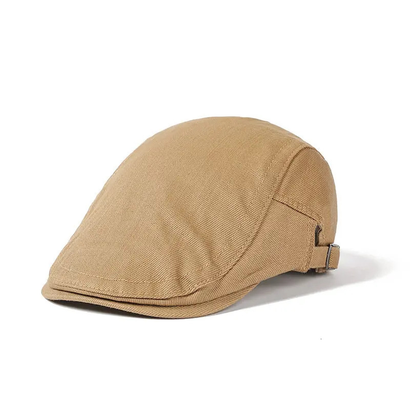Cotton button flat top hat for men and women painters beret 241009