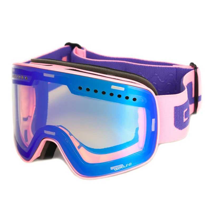 BOLLFO brand anti fog dual lens mens sled goggles UV400 mountain goggles quick lens replacement ski goggles CL241010