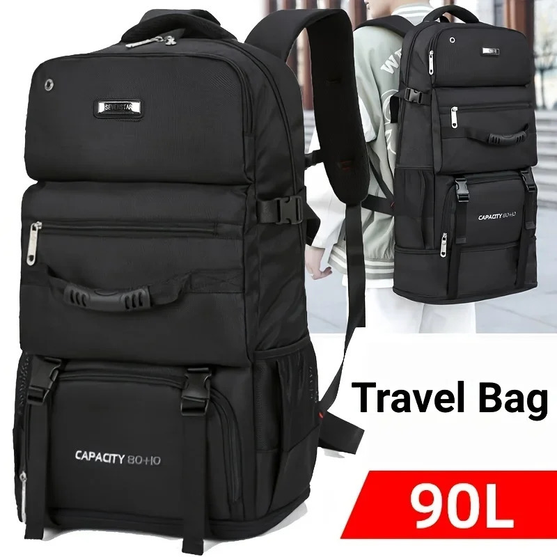80L 90L travel bag large capacity climbing backpack mens outdoor camping hiking 241008