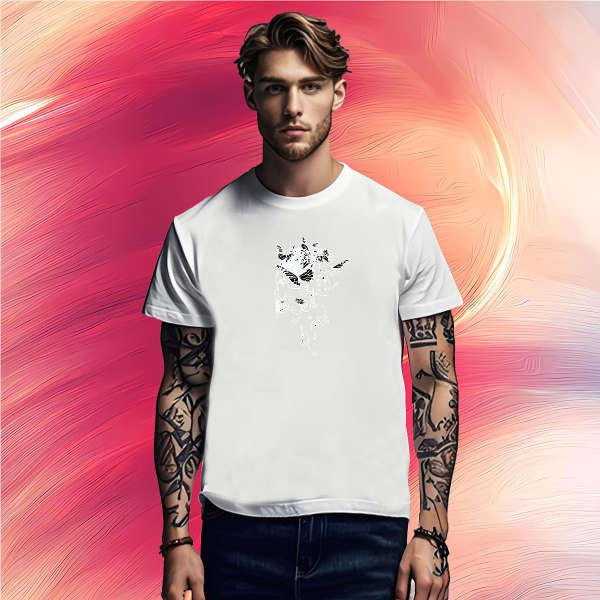 Loose T Shirts Men 230g 100% Cotton skull Hip Hop Floral Print Crew Neck Breathable Men Tees 2024 New Clothes