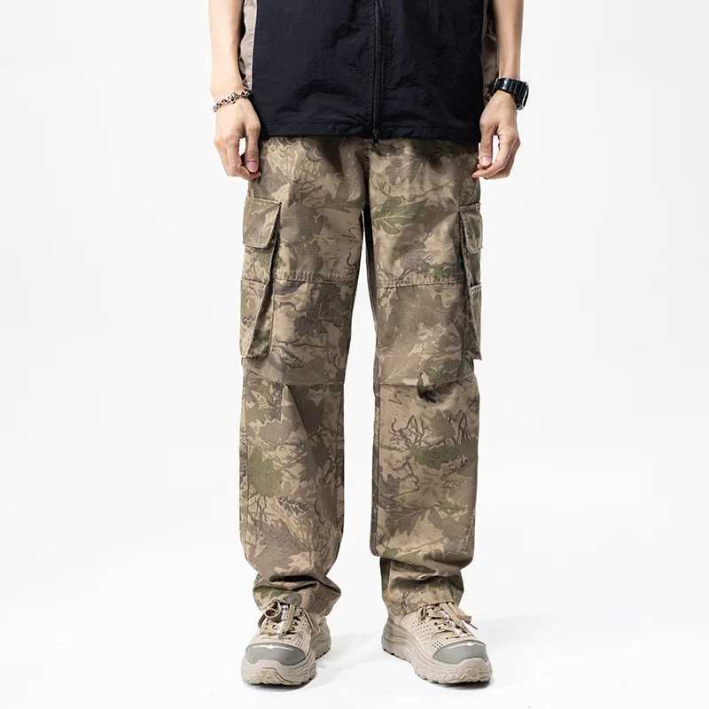 Desert Camouflage Overalls Mens 2024 New Loose Straight Fashion Mens High end Street Korean Casual Pants W241009
