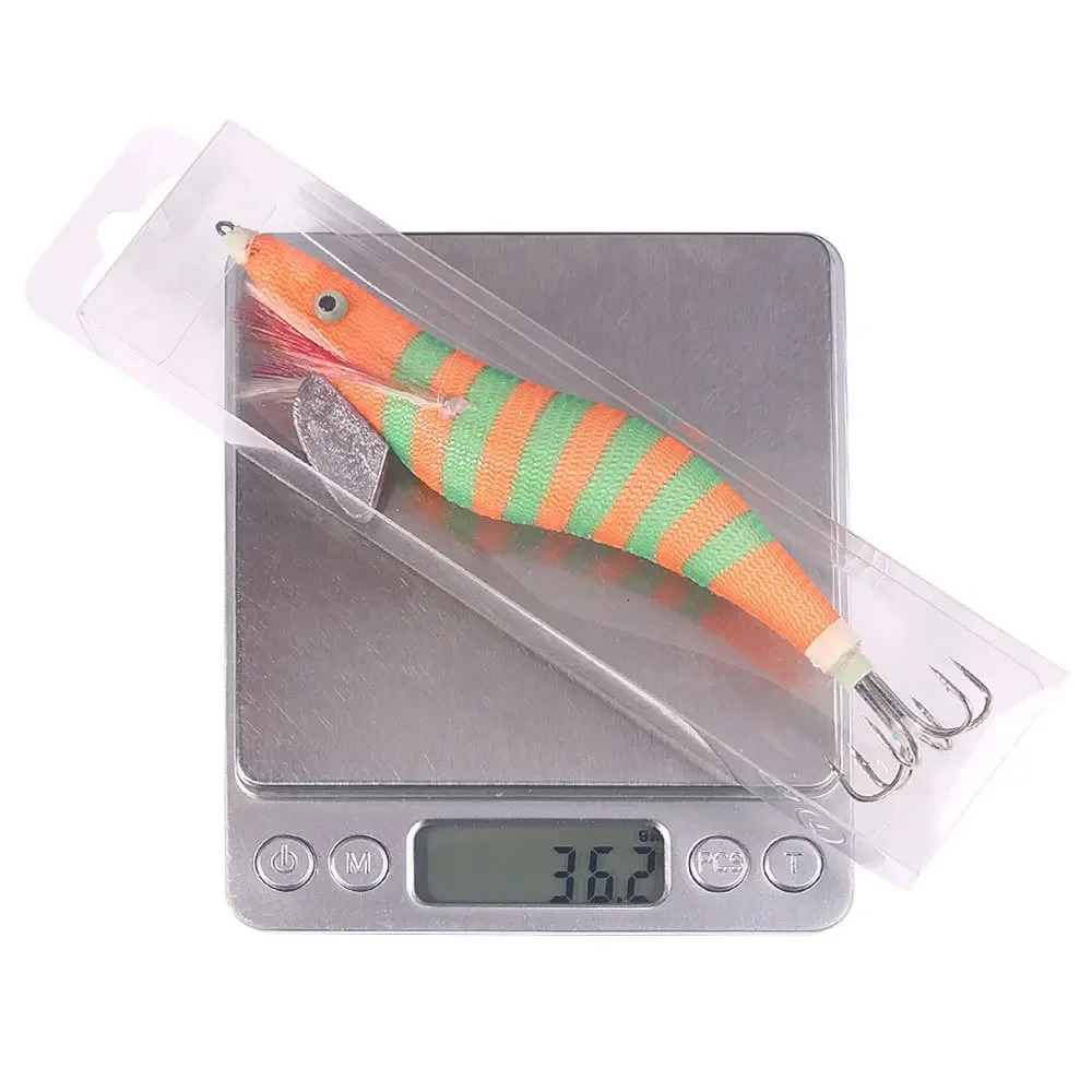 15CM Squid Jig Egi Baits Luminous Octopus Wooden Shrimp Fishing Lure Artifical Squid Jig Cuttlefish Hook Bait with Sound Beads 241010
