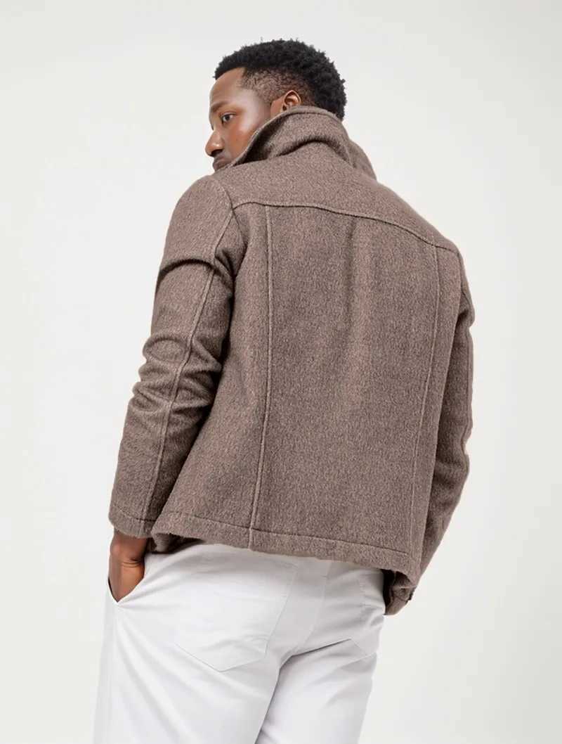 Mens Autumn Winter New Woolen Jackets Mens Fashion Business Casual Slim Solid Wool Coats Street Outdoor High Quality Outerwear LX241010