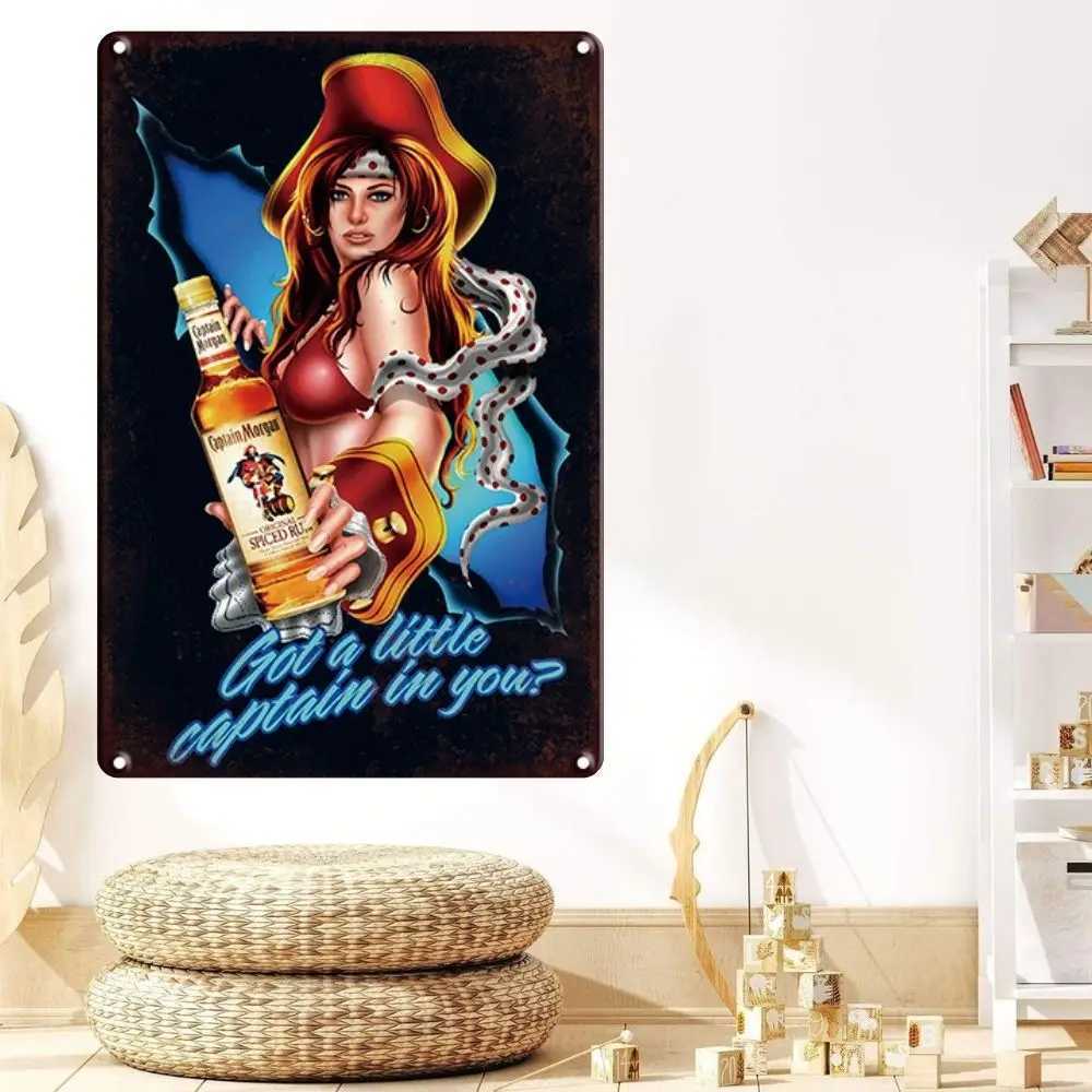 INEED Vintage Metal Signs Tin Sign Captain Morgan Poster Decor for Bar Pub Club Man Cave Wall Decoration Room Home DecorXJ241010