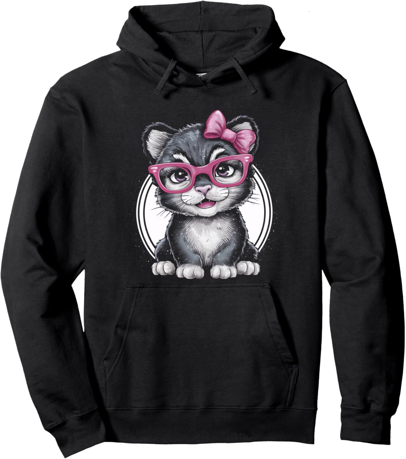 Hoodie for Mens Womens Kitten Glasses Cute Cat Kitten Owner Gifts Holiday Tee Pullover Hoodie Graphic Hoodies sweatshirt Pullover Long Sleeve