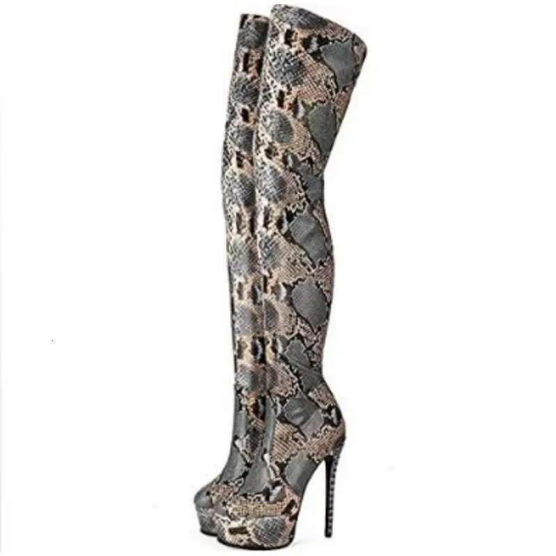 Platform Long Women Solid Color Patent Leather Botas Femininas High Heel Shoes Round Toe Women's Over-The-Knee Boots 2023