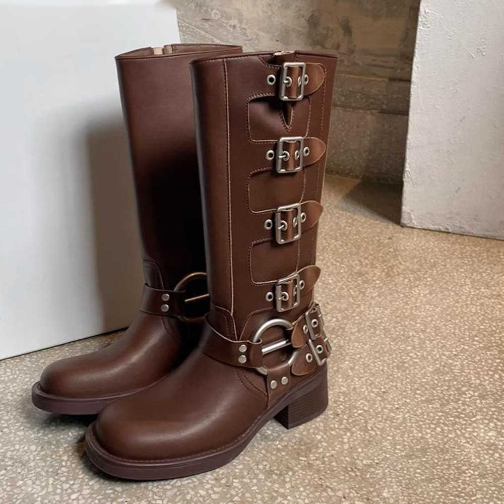 Leather Fashion Boots Mid High Western Denim Summer Ankle Boots For Women Womens Knight Boots 240826