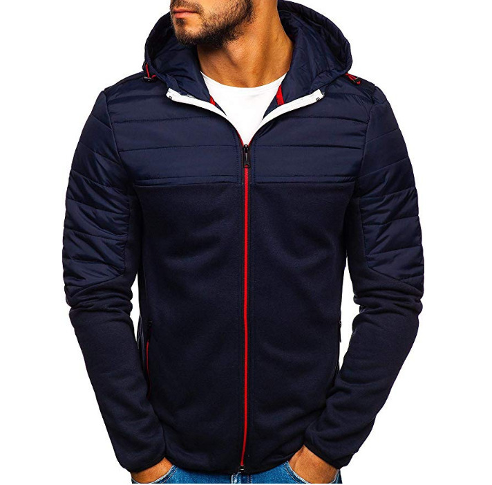 Men'S Sweatshirt Zip Up Men'S Winter Leisure Sports No Liner Quilted Zipper Hooded Transition Jacket Hoodie Moletons Masculinos M-4XL
