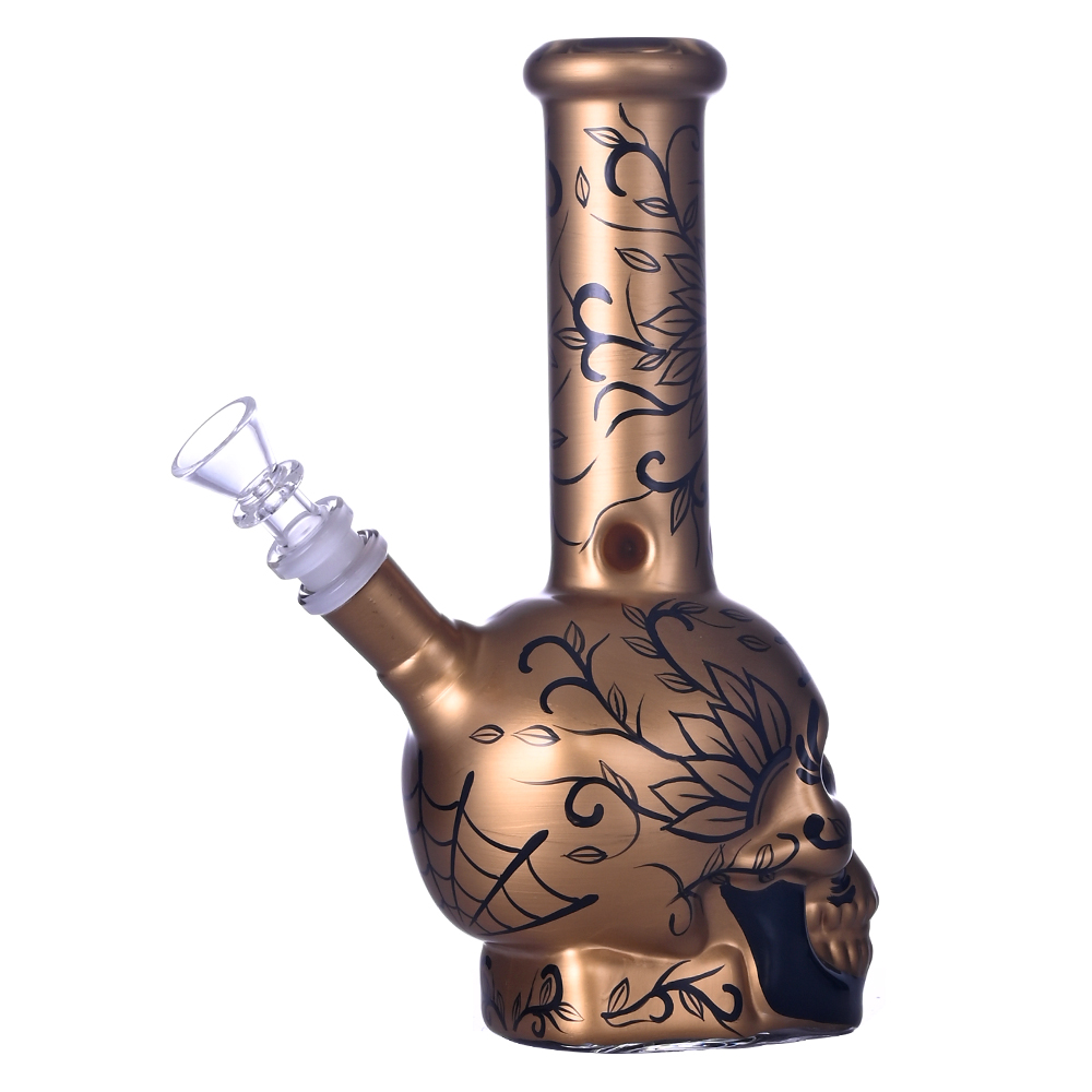 9.1in HippiesGlass,Hand Drawn Human Skeleton Glass Beaker Bong,Cute Halloween Bong,Borosilicate Glass Water Pipe,Glass Hookah,Smoking Accessaries