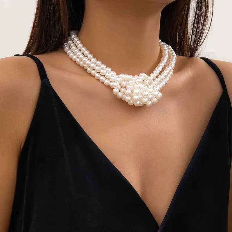 Necklace Choker Pearl Chain Women Girls White And Black Plating Fashion Jewelry Hot Sale Party Gift 2024 New Style HN24140X241009