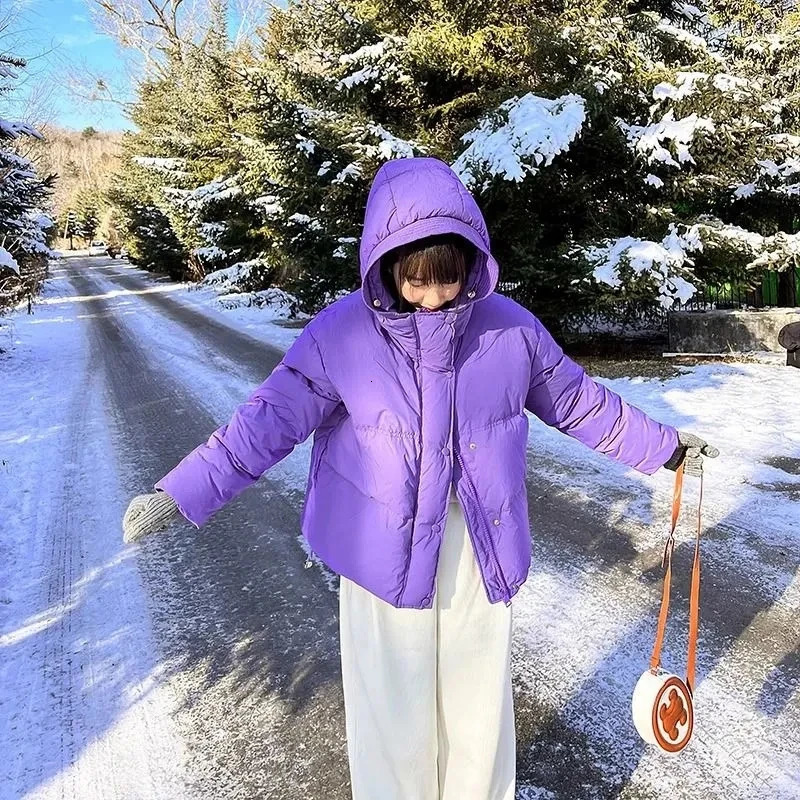 2024 Fashion Short Parka Winter Jacket Hooded Coat Parkas Warm Snow Wear Cotton Padded Women Clothes Windproof Outerw 240930