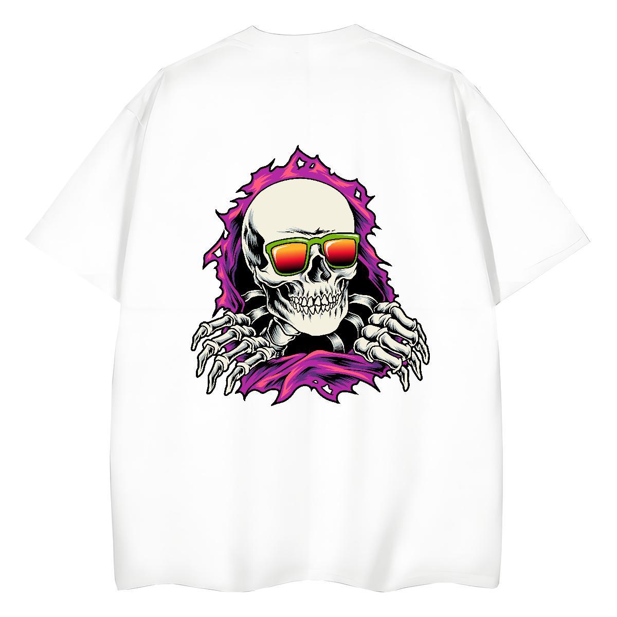 Fashion Casual T-Shirts for Women 100% Cotton 230g Breathable Street skull Woman Tshirt Free Shipping DIY Printed Clothes