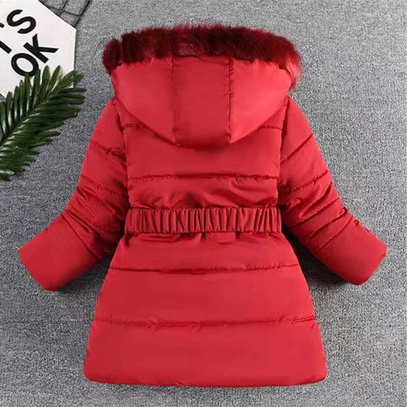 Down Coat New autumn and winter girls jacket fur thick warm little princess jacket hooded zipper fur collar jacket 4 5 6 7 8 9 10 years old H241010