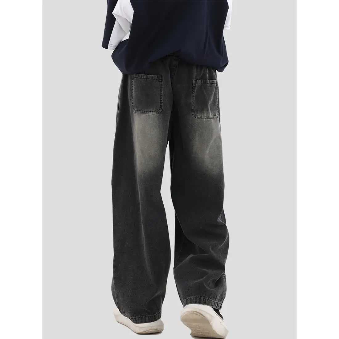 Street trend straight leg jeans for men and women spring American hip-hop personality retro loose wide leg casual pants y2kX241009