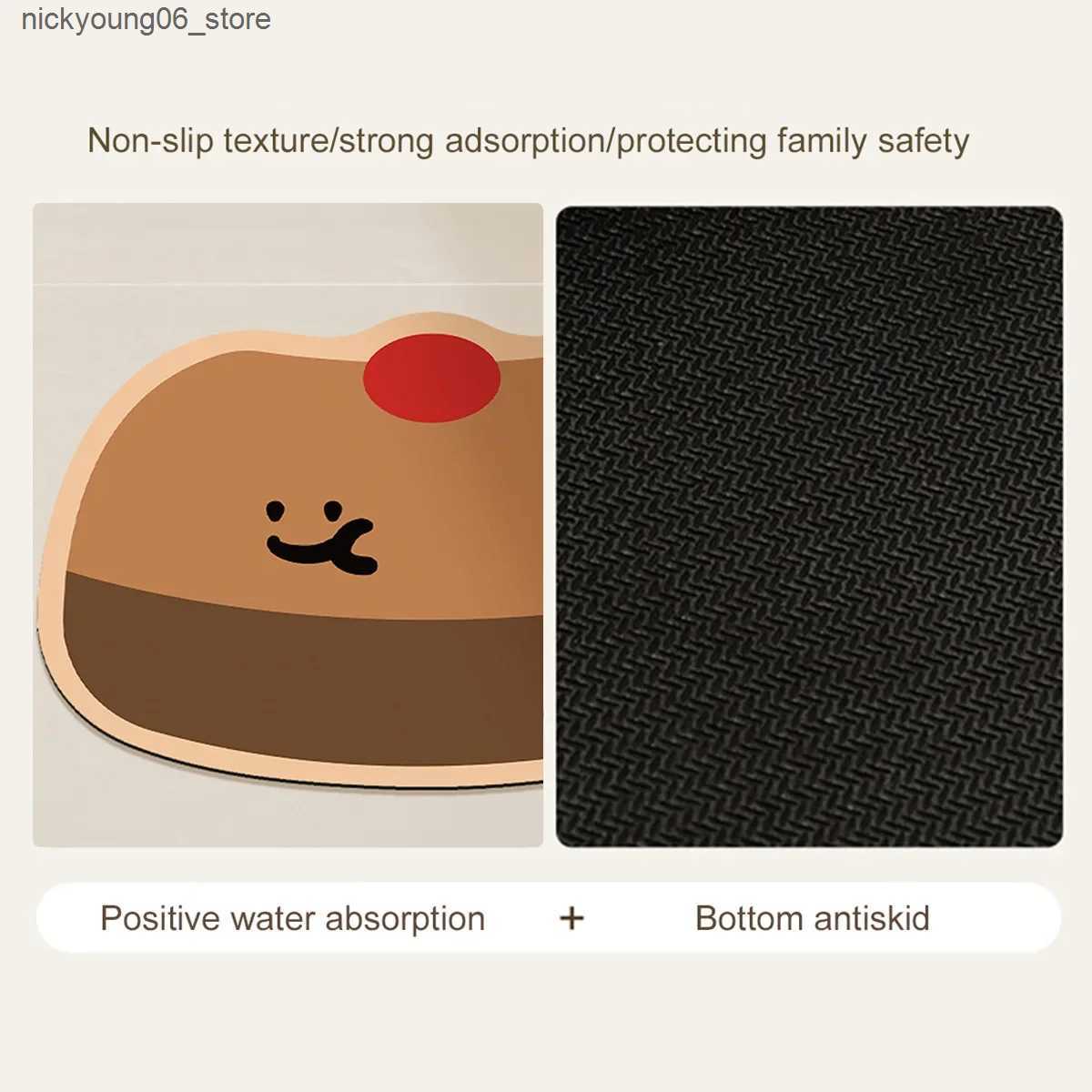 Non-Slip Bath Mats Cartoon Shaped Diatomaceous Earth Floor Mat Quick Drying Water Absorption Bathroom Entrance Foot Rugs Bedroom Entrance Carpet L2409