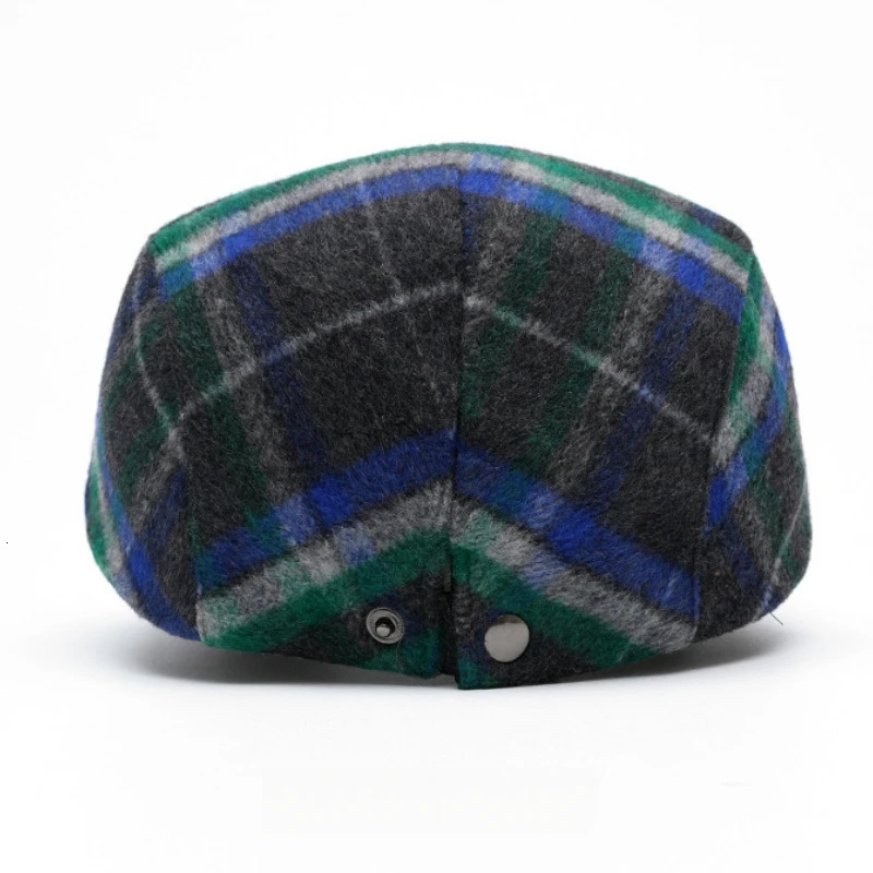 Unisex checkered sboy hat with retro style wool blend beret mens and womens colorful autumn winter accessories 241009