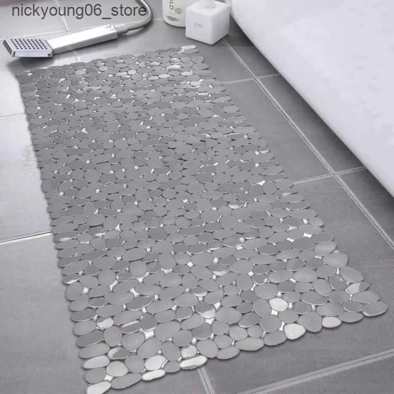 Non-Slip Bath Mats Pebble Stone Bath Mat Silicone Soft Non Slip Bathroom Rug With Suction Cup Mildew Resistant Bathtub Rug Washable Shower Mat L240910