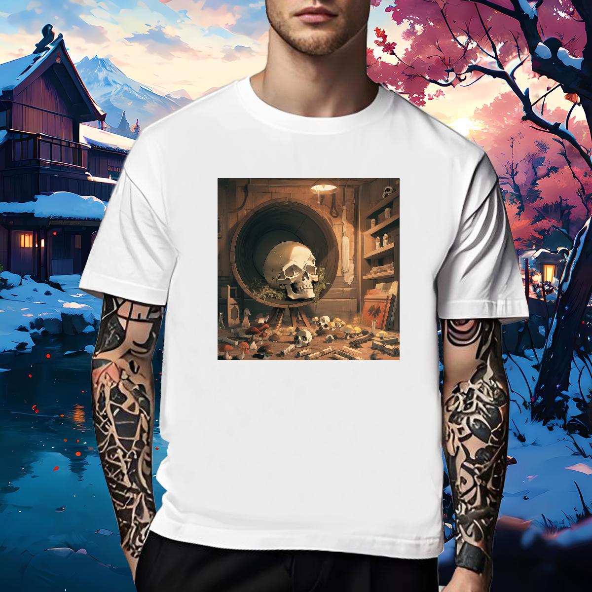 Soft T-Shirts 230g Pure Cotton skull Street Casual Skull Breathable Men Clothes T-Shirt Custom Tee Shirt