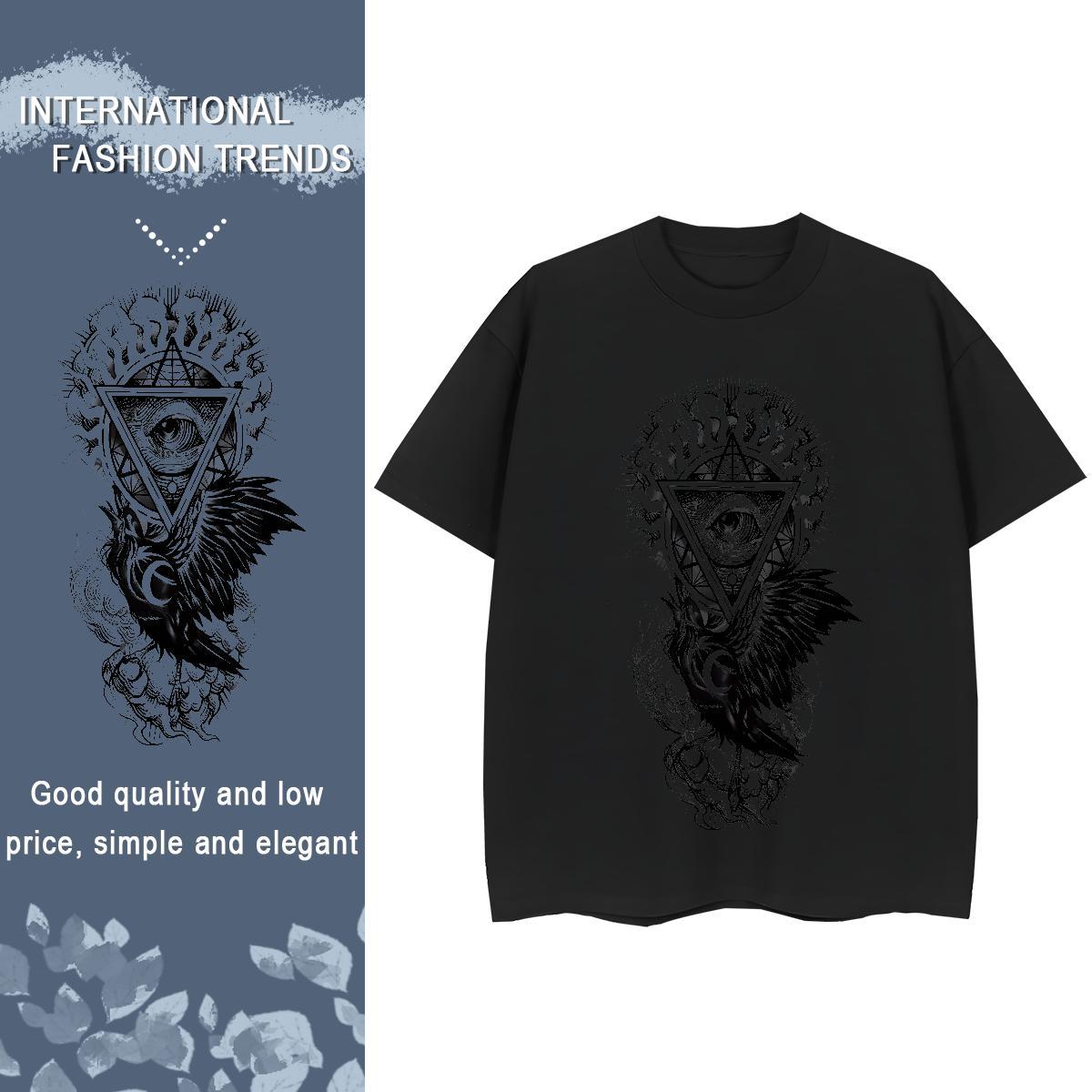 TOP Quality T-Shirts for Women 230g Pure Cotton Breathable Short Sleeve Sport eye of the devil Couples T Shirts Soft Custom Print Plus Size Clothes Sh