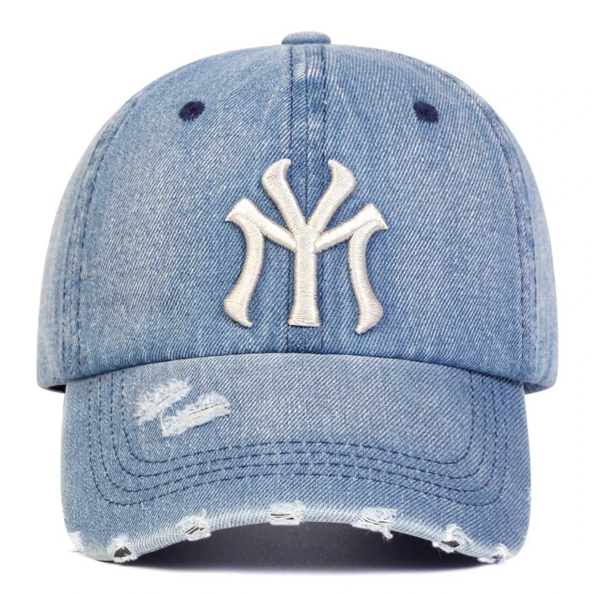 Ball Caps Neutral letter embroidered hole denim baseball cap for spring and autumn outdoor adjustable casual hat H241010