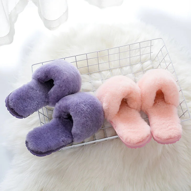 100% natural sheepskin winter warm fur slider for womens home shoes indoor slider wool slider for womens leisure slider 241007
