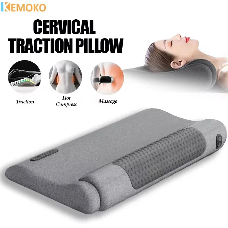 Electric neck massager pillow heating finger pressure vibration neck massager back Cervical Traction finger pressure memory foam spine support 241008