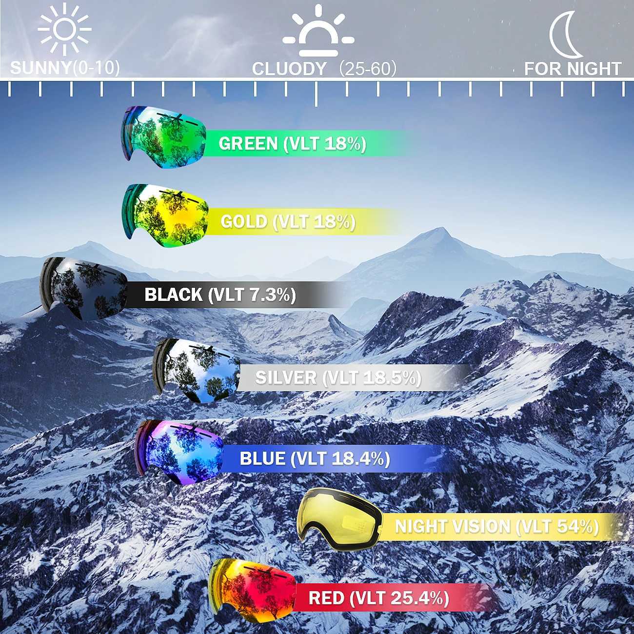 Ski goggles for winter snow sports with anti fog suitable for men women young people and ski masks CL241010