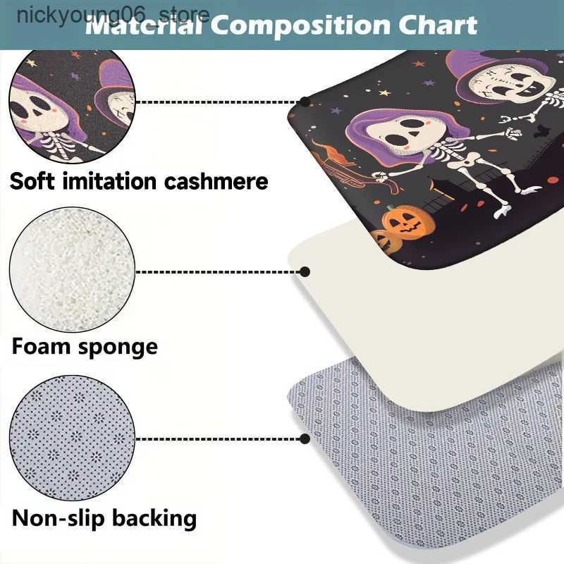 Non-Slip Bath Mats Halloween Bathroom Mat Non-slip Bath Mat Cute Skeleton Floor Mats Quick Drying Curved Shower Mat Festive Decorative Floor Mats L240