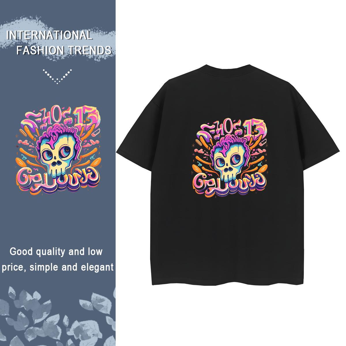 Custom T Shirts Women 230g 100% Cotton O Neck Short Sleeves High Street Hip Hop skull Lady T shirt 5A DIY Printed Top Tees