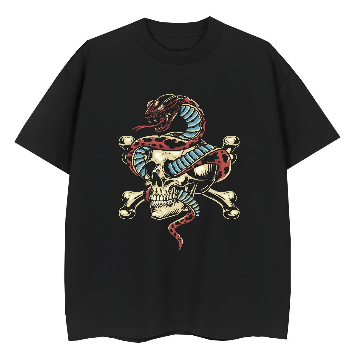 Designer T-Shirts 230g Pure Cotton O Neck Short Sleeves Daily Wear skull Couples T Shirts Female Black White Tops Tees