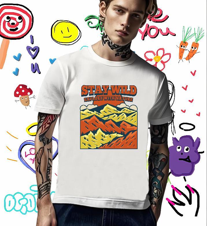 Unisex Mens T Shirts 230g Pure Cotton mountains Street wear Hip Hop DIY Anime Round Neck Short Sleeve Men Tshirts Stylist Wear