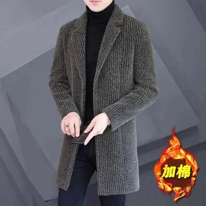 2024 High-end Feel Men Fashion Handsome All Woolen Coat Suit Collar Long Trench Coat Woolen Coat Thick Casual Winter Jacket Men LX241010