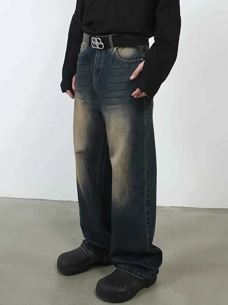 Mens Vintage Jeans Fashion Straight Wide Leg Denim Pants Summer Loose Male Versatile Y2k Trousers Casual Biker Moto StreetwearX241009