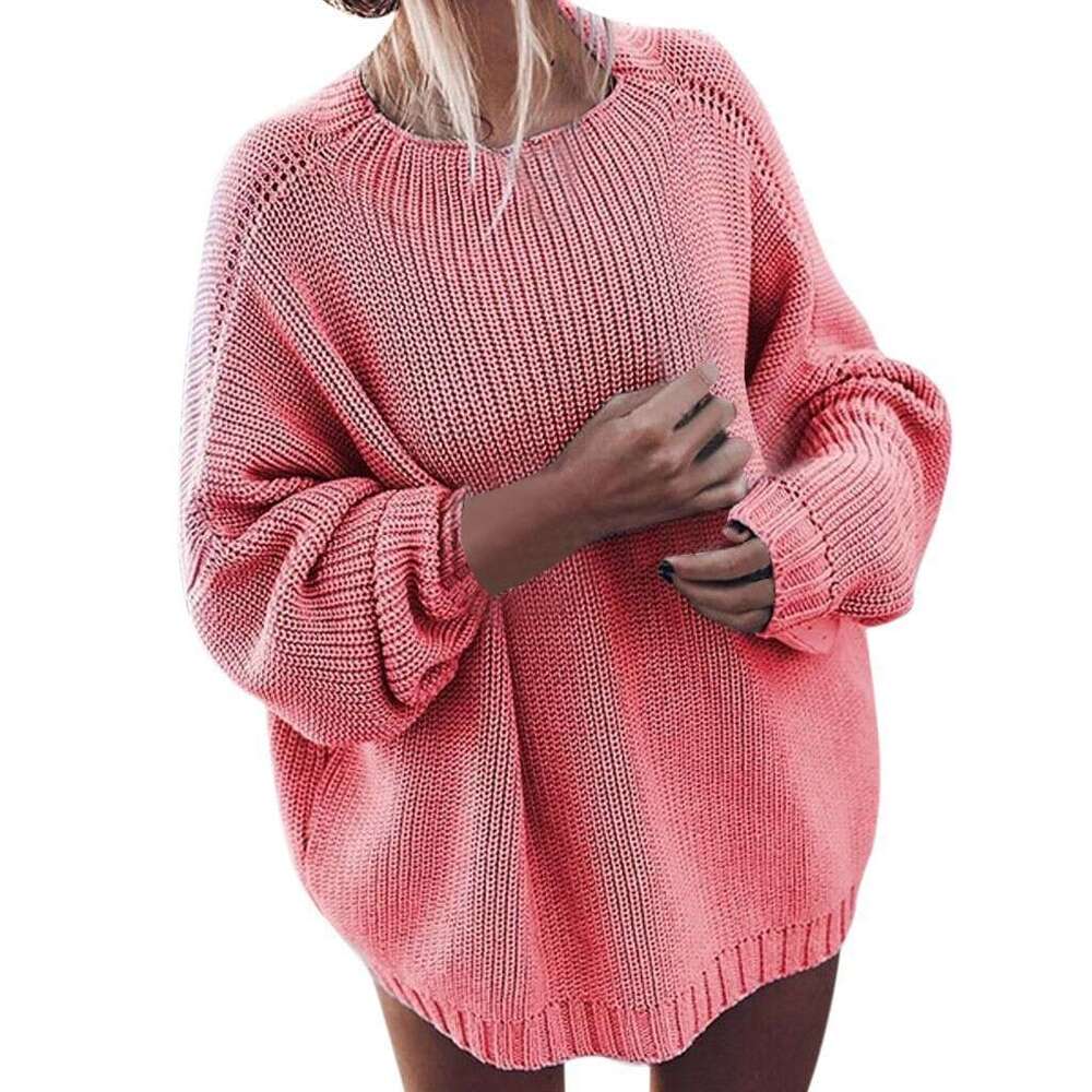 2024 Winter Wear New Product Solid Color Knitwear Loose Bat Sleeves Large Sweater Coat Women