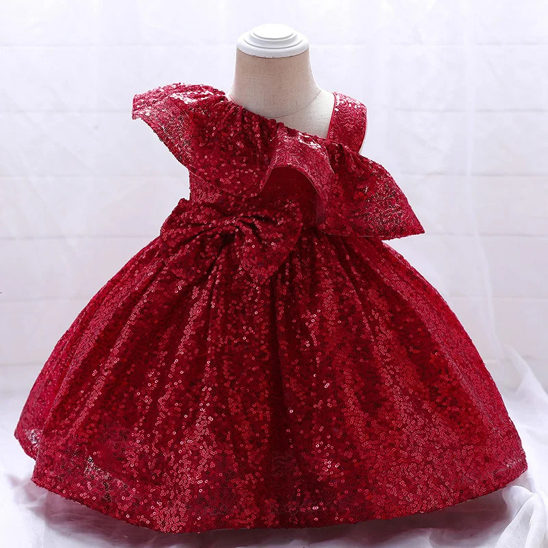 1 year birthday dress Baptist party sequined princess dress red gold party born baby clothing baby girl clothing shoulder length 241008