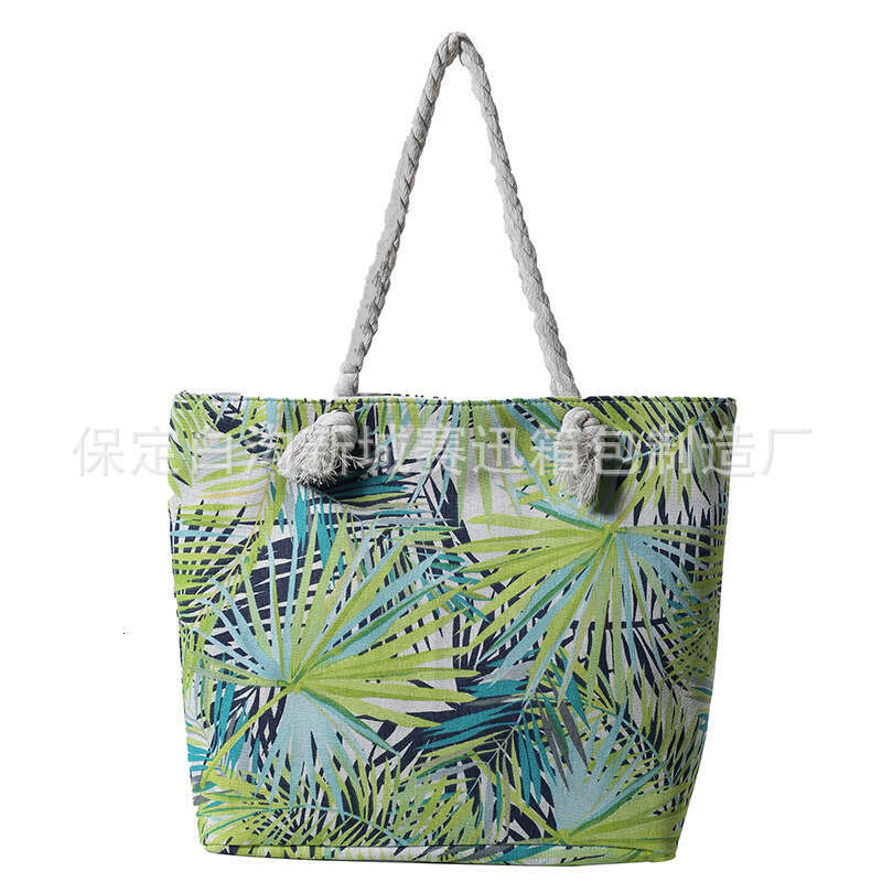 Creative printing large new casual and fashionable canvas women's bag, Korean version single shoulder diagonal cross thick rope beach bag