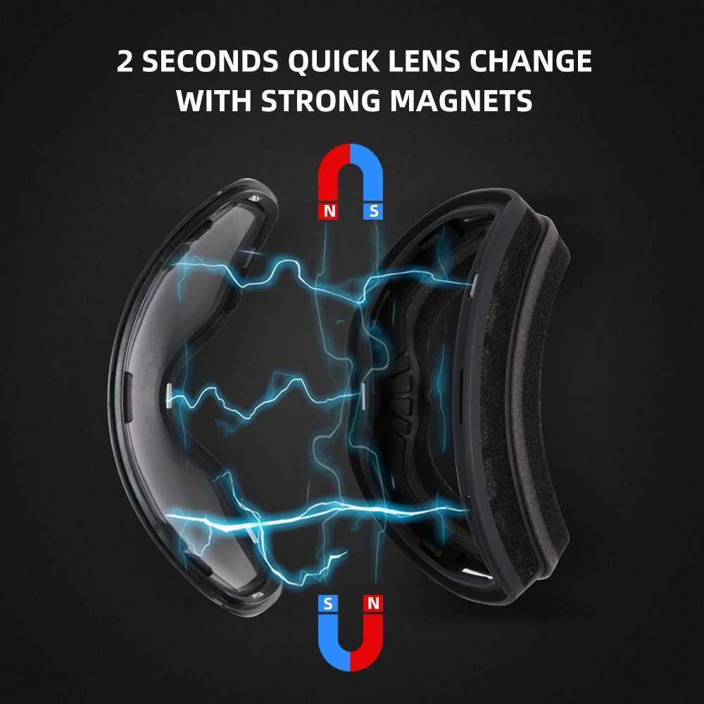 Magnetic childrens skiing goggles UV400 anti fog mask glasses skiing girls and boys skiing goggles with personalized strap CL241010