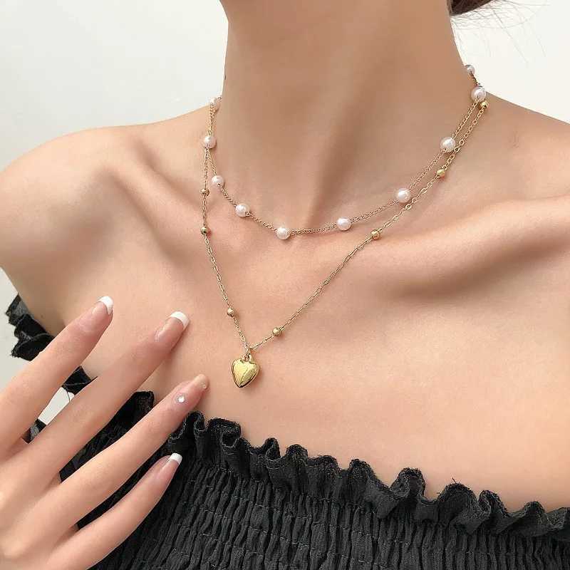 Fashion Unique Design Elegant and Exquisite Double-layer Pearl Love Pendant Necklace Women Jewelry Wedding Party Premium GiftX241009