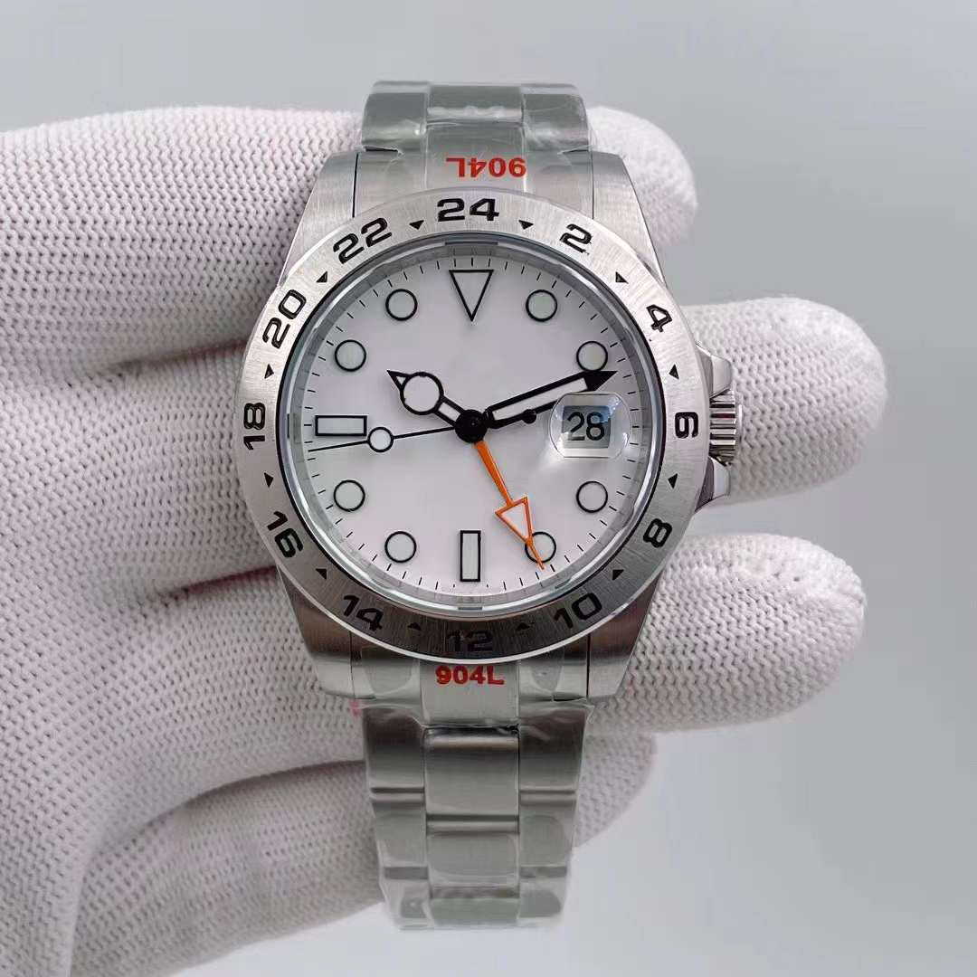 Super U1 ST9 Mens Watch White Dial Adjustable Hand Mechanical Automatic Movement Self-winding 904L Stainless Steel Wristwatches