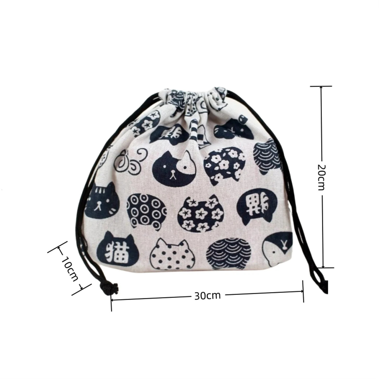 1Pc Japanese Style Drawstring Lunch Box Storage Bag For Travel Picnic Portable Easy Wash Bento Tote Pouch 240925