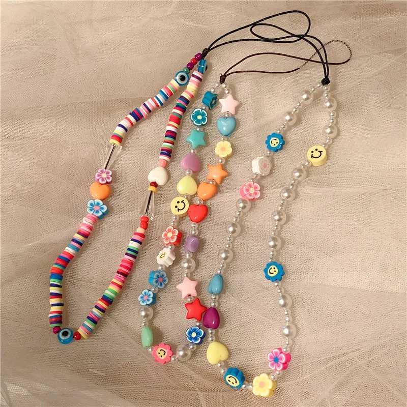 KSRA Bohemian Colorful Seed Bead Mobile Phone Strap Women Fashion Flower Polymer Clay Beads Phone Chain Womens Jewelry CadenaX241010