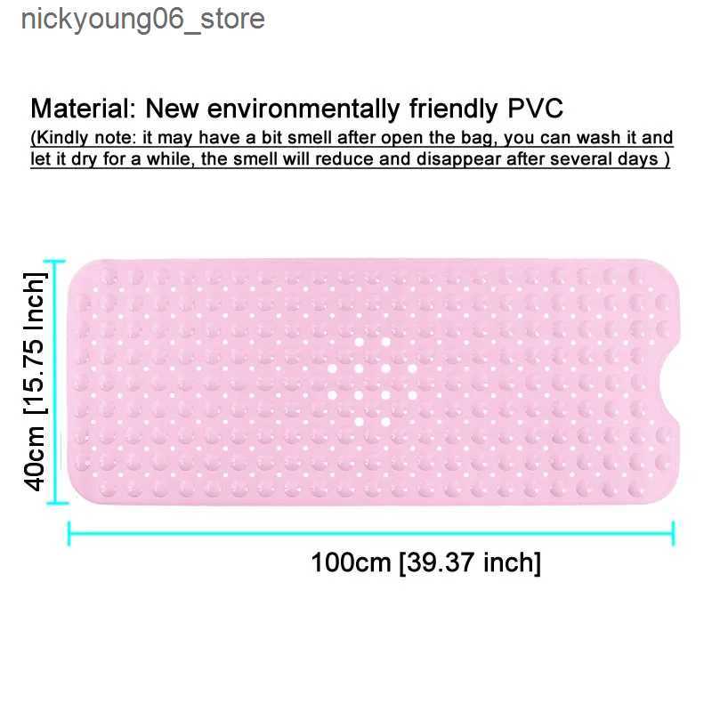 Non-Slip Bath Mats 40x100cm Bathtub Mats Anti-Skid Color Shower Mat With Sucker Non-Slip Bath Mat Soft Massage Pad Kids Elder Bathroom Carpet Rug L240