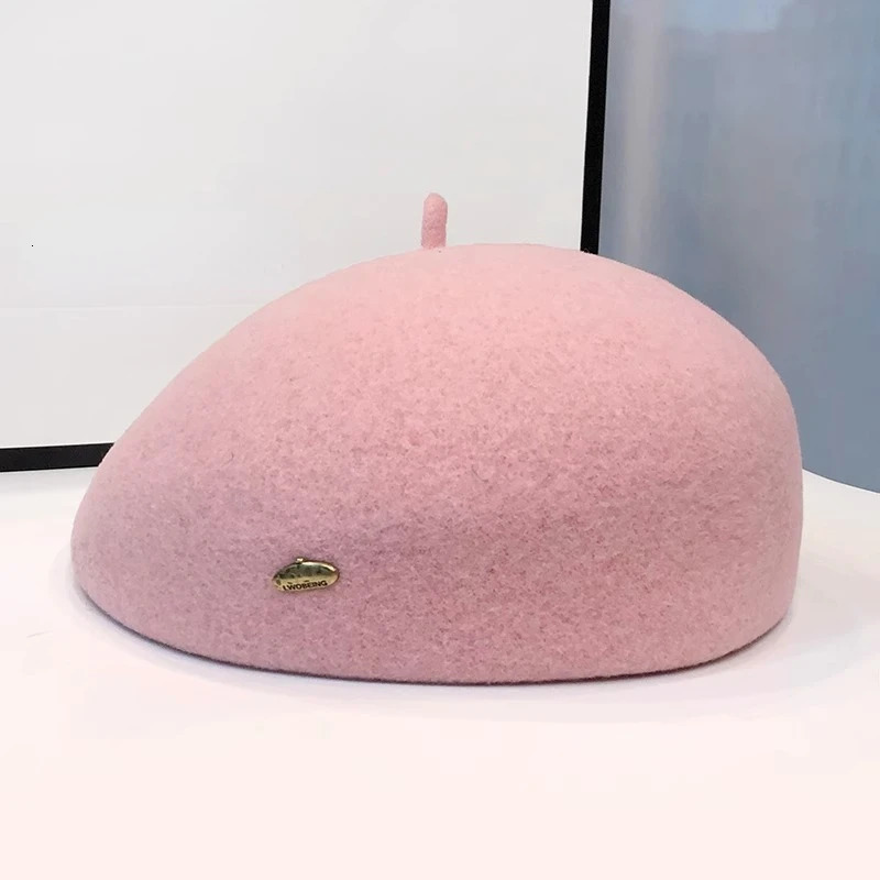 Wool beret French artist style warm winter beanie hat soft retro plain weave beret solid color womens elegant comfortable hat 241007