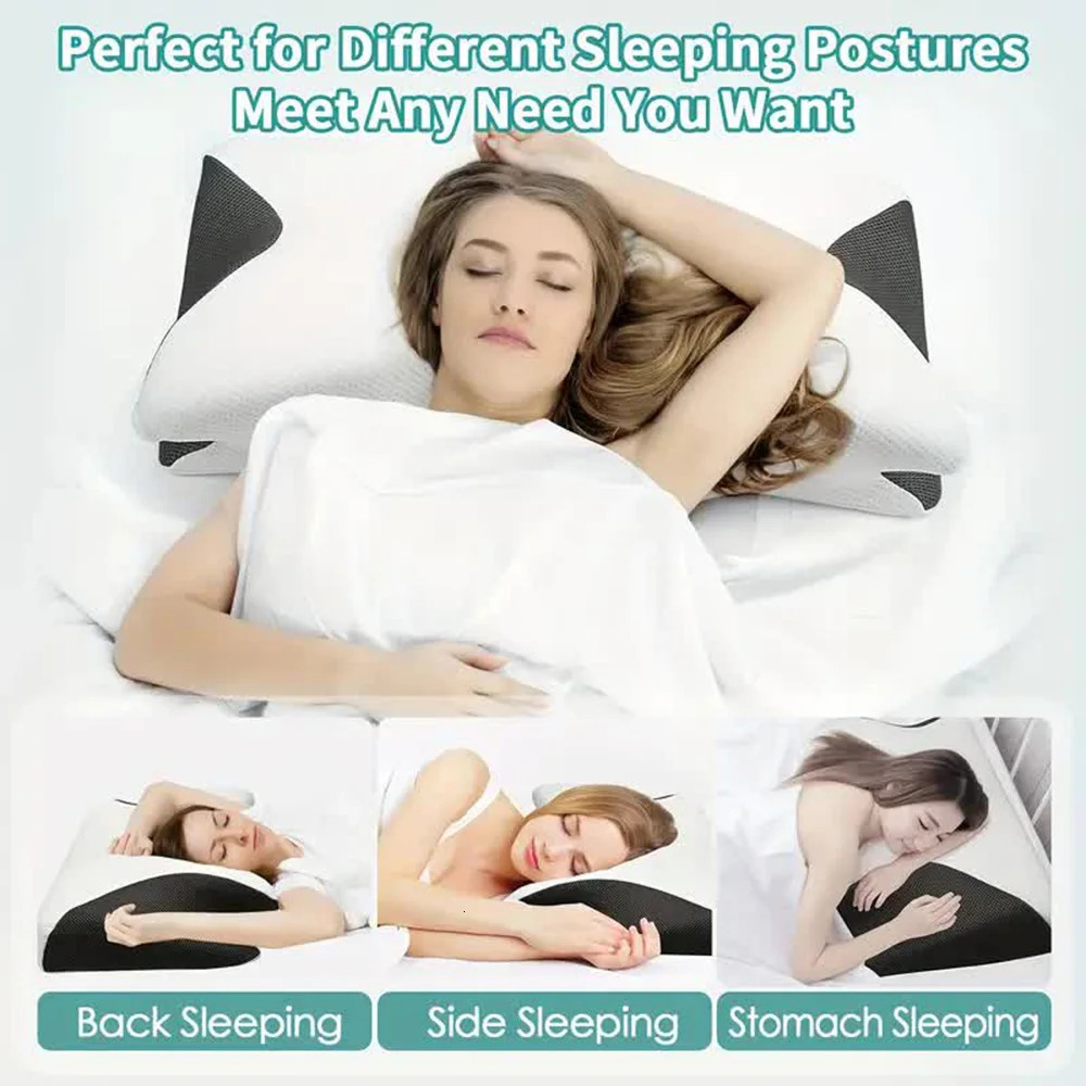 Butterfly sleep memory neck pillow slowly rebound comfortable memory foam sleep pillow orthodontic neck massage bed pillow 241008