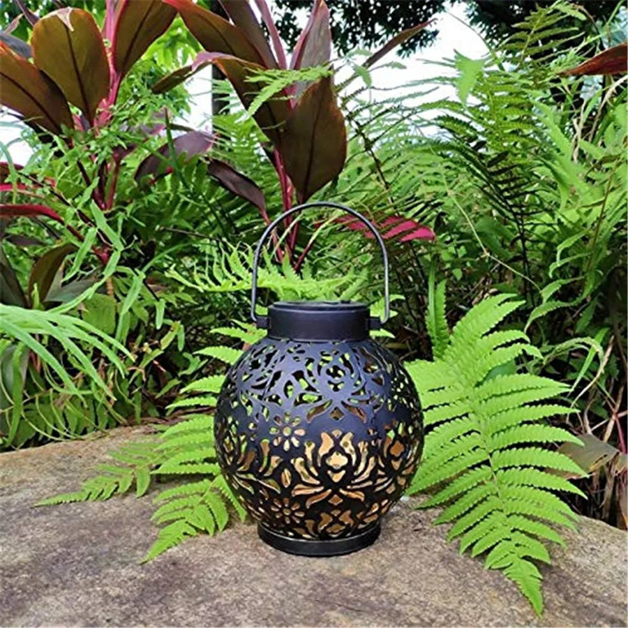 Outdoor Garden Solar Light Iron Art Pendant Hollow LED Landscape Light Garden Decoration Project Waterproof Light 241008